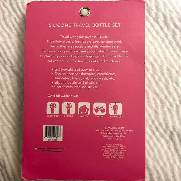 Isaac Mizrahi New York 2 PK BPA Free Silicon Travel Bottle Set - Picture 2 of 2